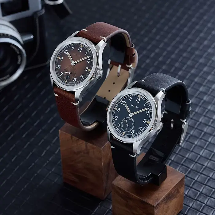 Baltany rétro WW2 montre-bracelet militaire S2081 cadran marron progressif 100ATM ST1731 mouvement 39MM sale douzaine hommage champ montre hommes