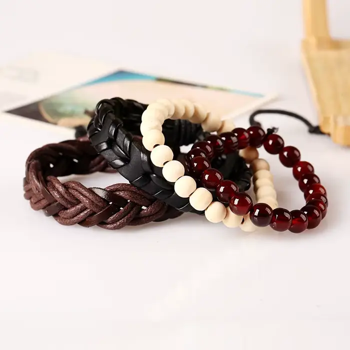 Bracelet en cuir tissé à la main pour hommes