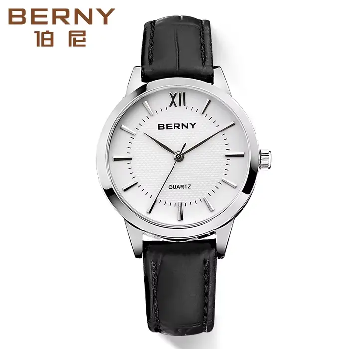 BERNY-Montre à quartz étanche pour homme, cuir véritable, marque supérieure de luxe, montre de mode