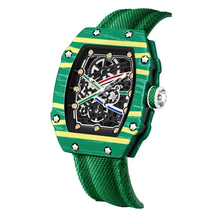 Nouvelle montre à quartz tendance ultra-fine en forme de tonneau de vin avec bracelet en nylon, élég