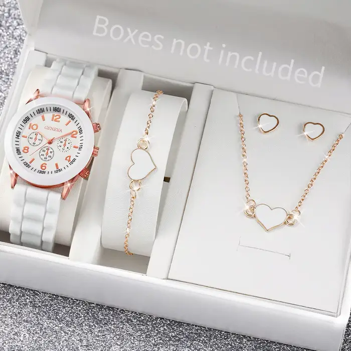 Ensemble de montres à quartz avec bracelet en silicone pour femme