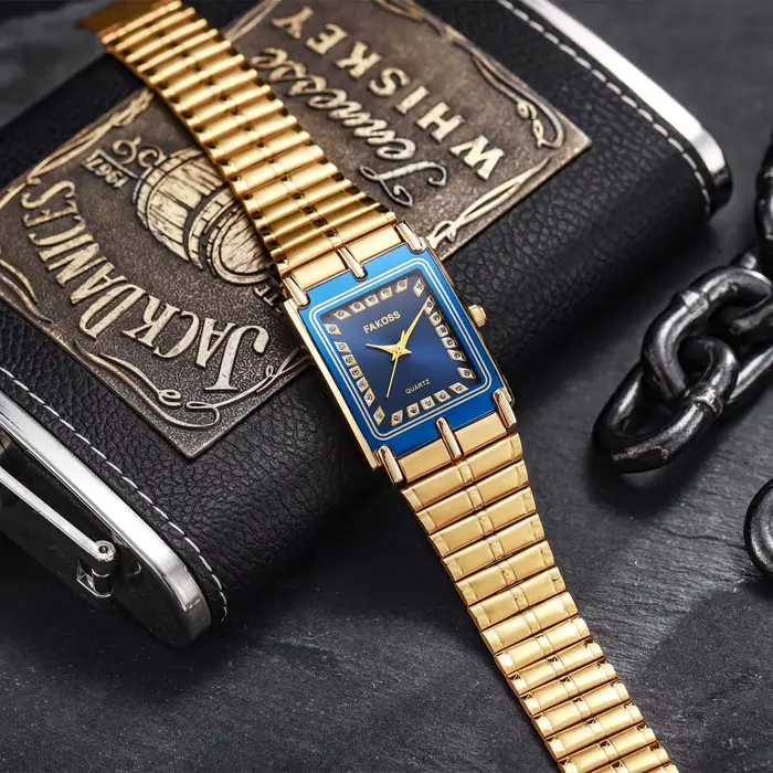 Montre de luxe en or homme horloge masculine étanche acier inoxydable carrée à quartz nouvelle collection occasions spéciales