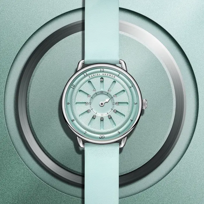 Montre analogique à billes magnétiques - Bracelet en cuir véritable et design de pointeur unique