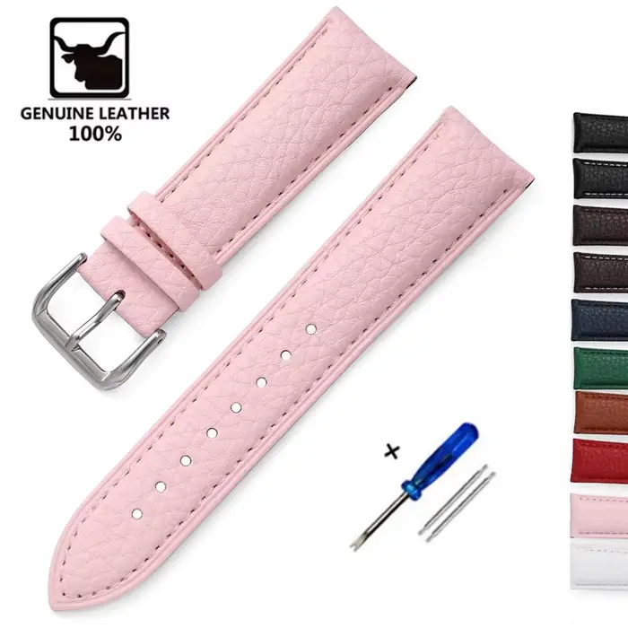 Bracelet de montre en cuir souple à motif litchi