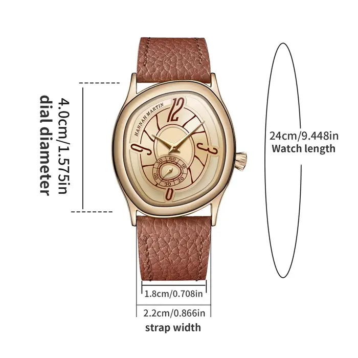 HANNAH MARTIN femmes montre créative or Rose horloge en cuir 40mm rêveur géométrique coquille 3Bar étanche Couple cadeau