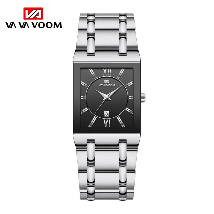 Montres carrées en or de luxe VAVAVOOM 2431 pour homme, montre-bracelet en acier inoxydable à quartz