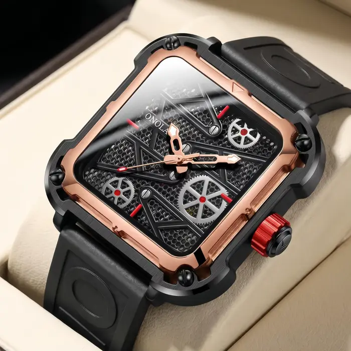Montre mécanique automatique ONOLA pour homme style vintage luxe modules en or résistant à l'eau occasions spéciales