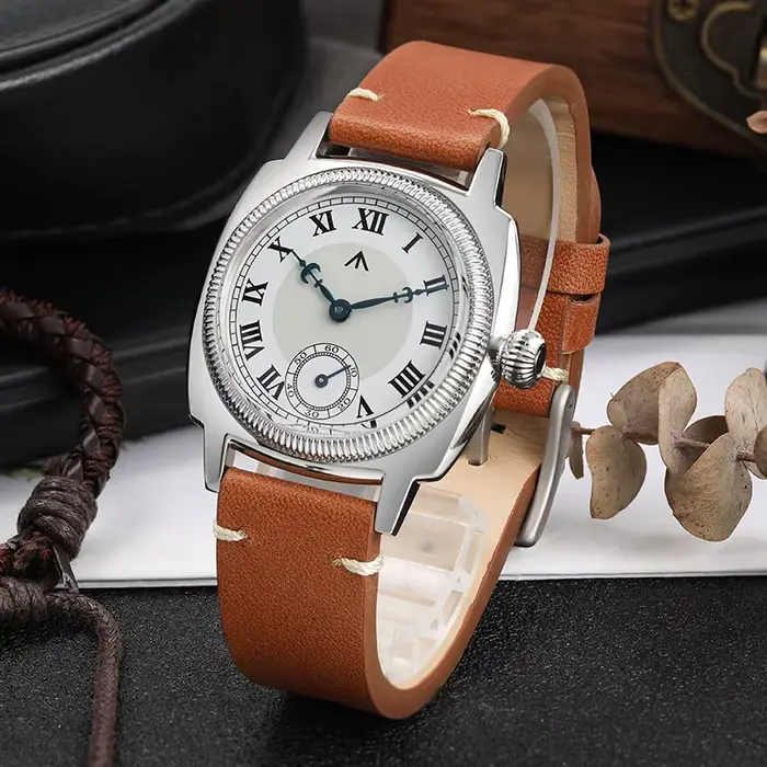 Montre Militado ML03 Vintage Quartz Boitier Carré Rétro Étanche 100M Bracelet Cuir Verre Saphir Occasions Spéciales Femme Homme Plongée Voyage
