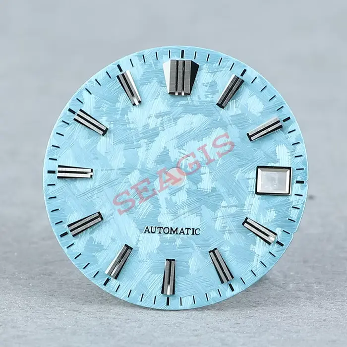 Cadran de montre Seagis bleu glace avec index multi-faces pour femmes et hommes, classique sans logo, ajustable et personnalisable