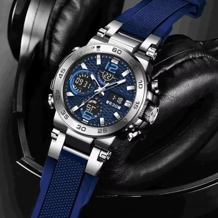 Nouvelles montres pour hommes étanche horloge alarme reloj hombre LCD double affichage montre-bracelet Quartz militaire