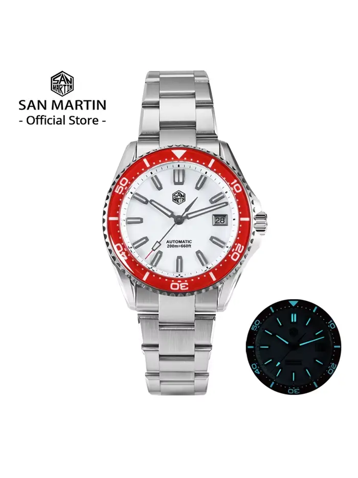 San Martin 2025 nouveau cadran en émail entièrement lumineux 39mm montre de plongée de luxe hommes