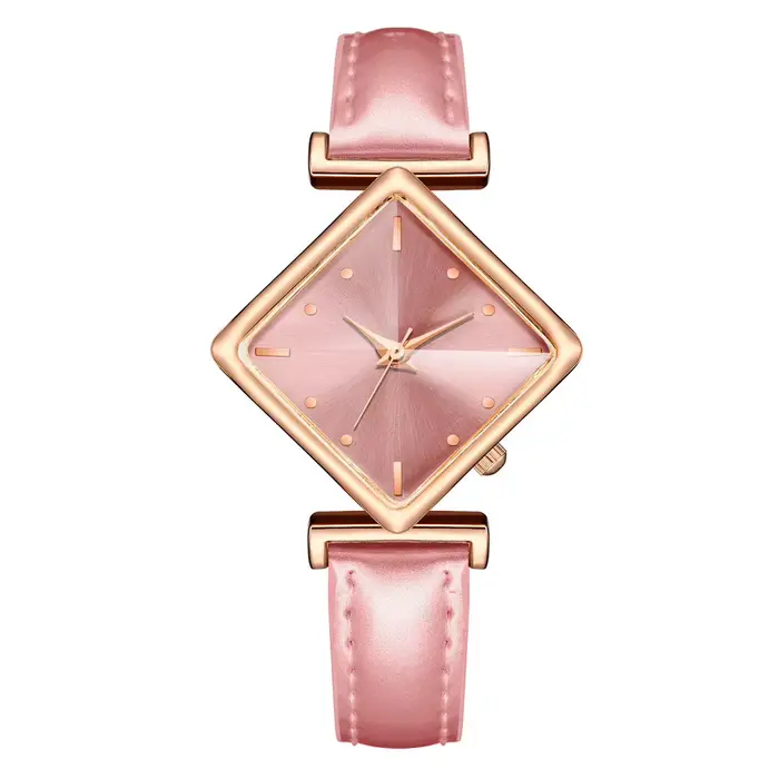 DQG-Montres-bracelets à quartz en cuir violet pour femmes, montres-bracelets à cadran simple, style 