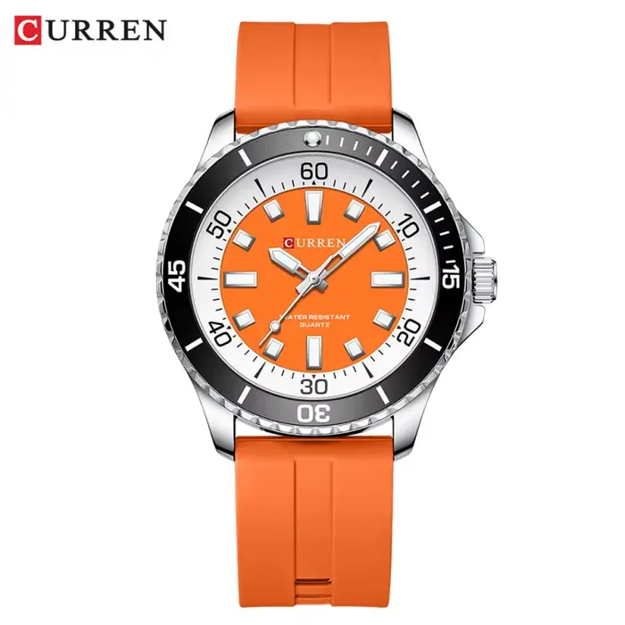 Montre Curren 8448 en Silicone Stylish pour Hommes Femmes Occasions Spéciales Étanches Quartz Rondes