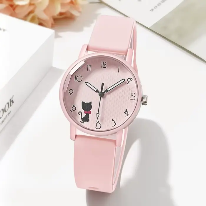Montre pour femme, montre à quartz avec bracelet en silicone