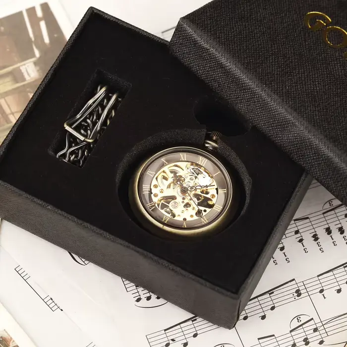 Montres de poche en acier à remontage manuel en argent