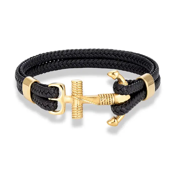 Bracelet en acier inoxydable ancre tissé à la main multicolore pour homme et femme occasions spéciales style marin