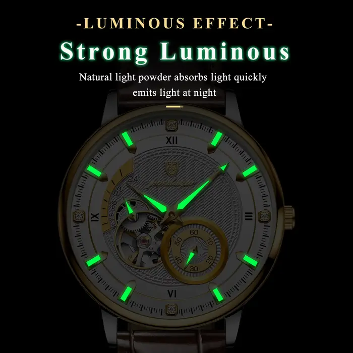 Montre POEDAGAR automatique avec tourbillon ajouré et bracelet en cuir pour hommes d'affaires et occasions spéciales