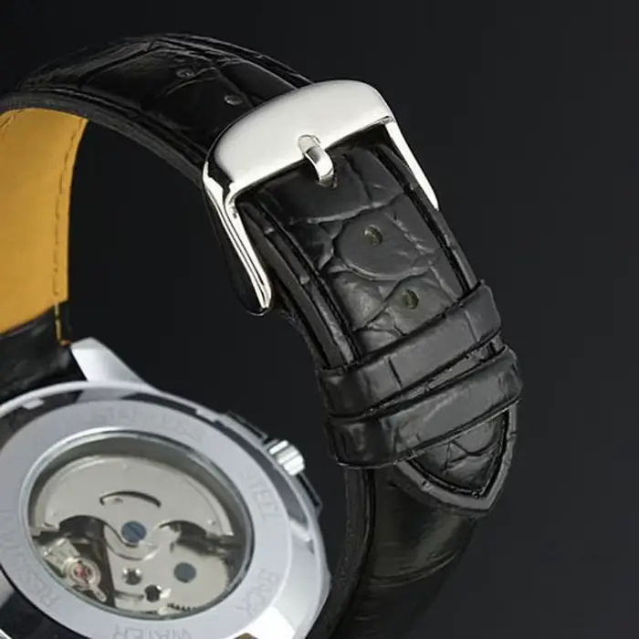 Montres mécaniques automatiques pour hommes avec bracelet en cuir