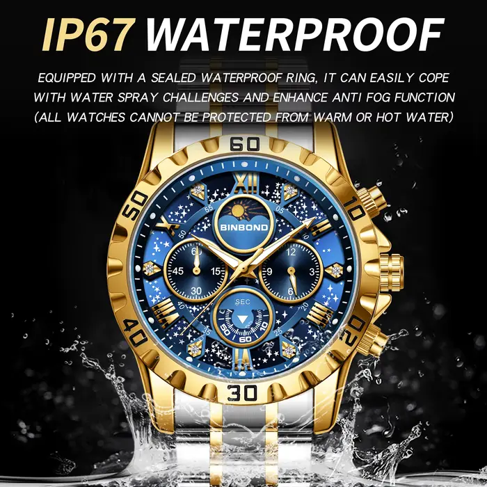 Montres à quartz de marque originale BINBOND pour hommes