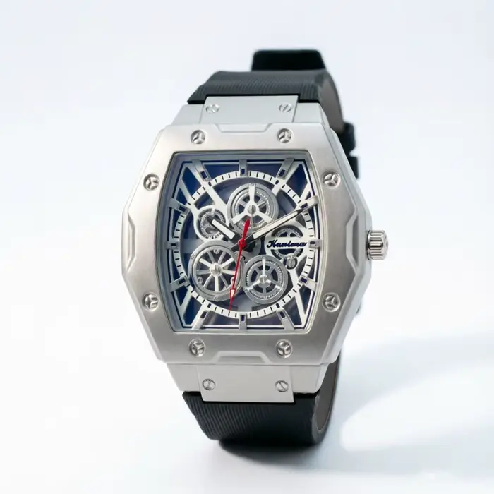 Montre pour homme avec bracelet en silicone ajouré