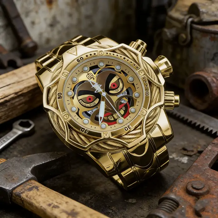 Montre à quartz de luxe pour homme en or