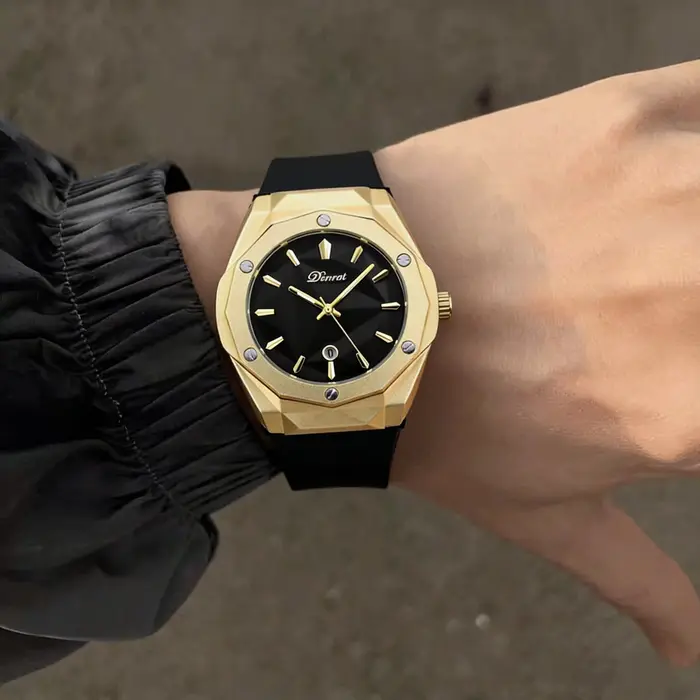 Montre pour homme Denvosi - Boîtier haut de gamme avec lunette à découpe diamantée