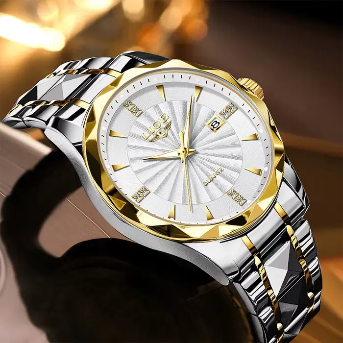 Montre LIGE luxe femme mode sport étanche acier inoxydable avec date automatique et calendrier complet pour diverses occasions et activités outdoor