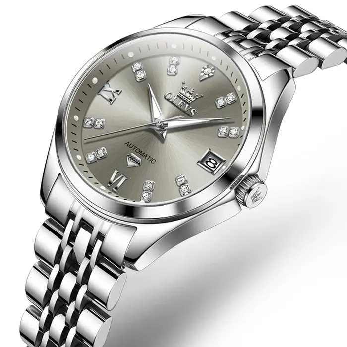 Montre mécanique automatique en acier inoxydable pour femme