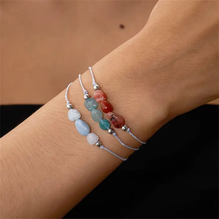 Bracelet tressé réglable en pierre naturelle pour hommes et femmes