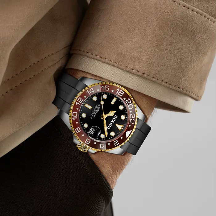 Deesio montre mécanique automatique pour hommes en acier inoxydable 316L affichage de la Date décontracté étanche