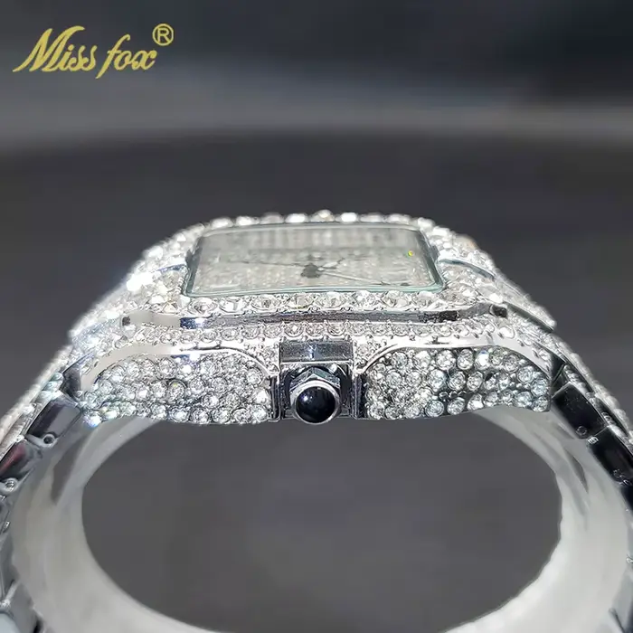 Montre à Quartz pour hommes en diamant avec Date automatique montres-bracelets étanches