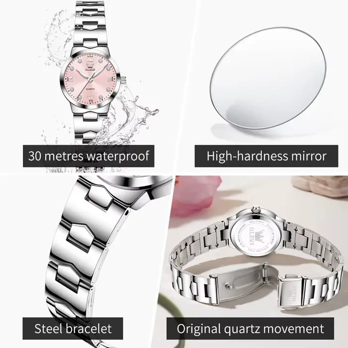 Montre OLEVS 3735 Elegance à mouvement quartz certifiée CE pour femmes avec cadran diamanté et fonction lumineuse HD pour occasions spéciales