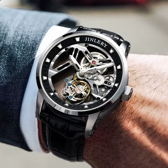 JINLERY montre de sport de luxe véritable Tourbillon