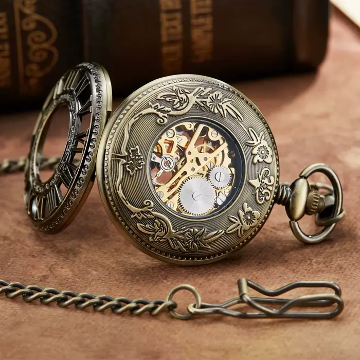 Montre à gousset Gorben Antique Style avec Chaîne en Acier Inoxydable pour Hommes et Femmes Occasions Spéciales