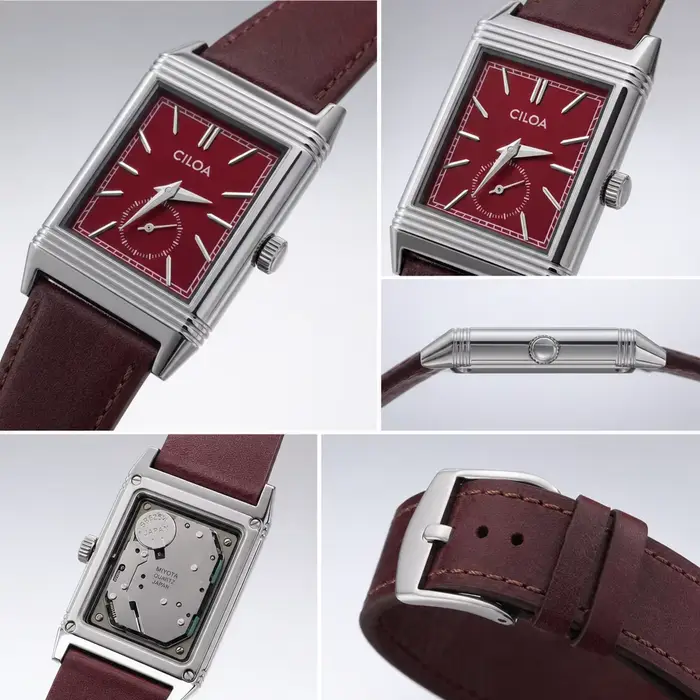 Montre à quartz carrée vintage pour homme avec mouvement Miyota