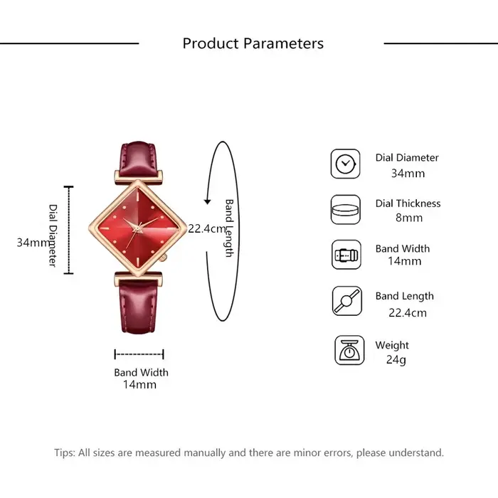 Montres-bracelets à quartz en cuir violet pour femmes