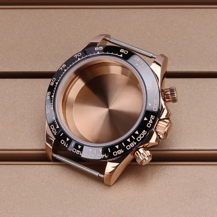 Boîtier de montre en or rose pour femmes, 39MM, verre saphir, compatible Seiko VK63 Movt, acier 316L, étanche, accessoires de haute qualité pour occasions spéciales