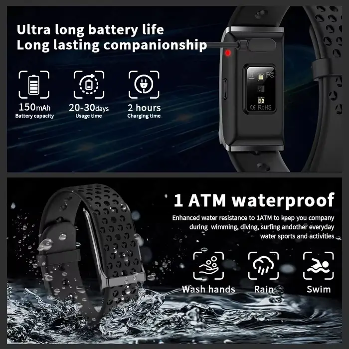 Montre Fitness Multi Fonction Fréquence Cardiaque Tension Artérielle Compatible Android Ios Occasions Spéciales Hommes Femmes