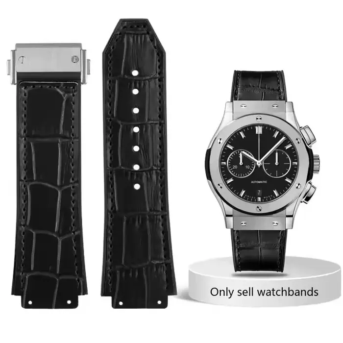 Bracelet de montre en cuir de vachette classique pour montre traditionnelle avec fermoir en acier pour femmes et hommes occassions formelles et semi-formelles