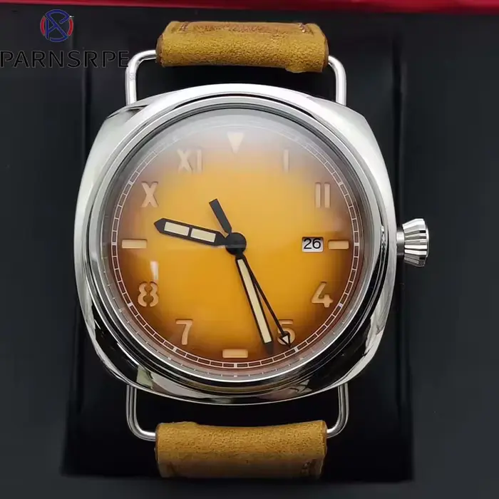 Montre mécanique vintage 45mm NH35 acier inoxydable 316L bracelet cuir lumineuse pour hommes et femmes occasions spéciales