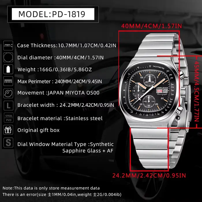 Montre à quartz pour homme PAGANI DESIGN PD1819