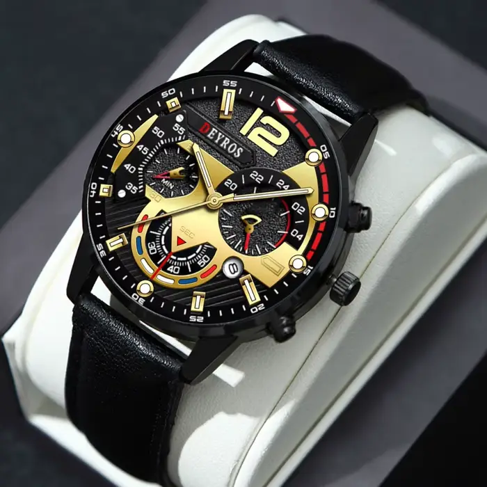 Montre DEYROS à Quartz Style Mode et Décontracté pour Hommes Occasions Spéciales Cadeau Polyvalent