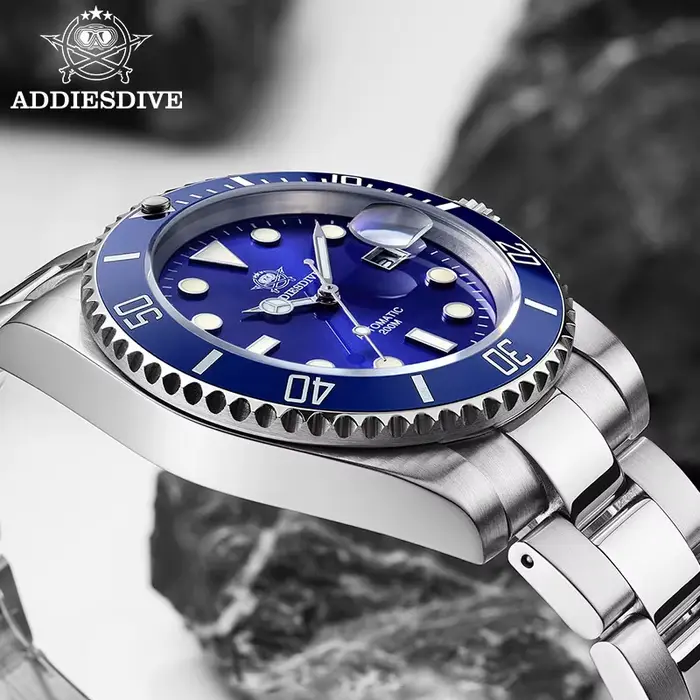 ADDIESDIVE montre automatique pour hommes 200m résistant à l'eau lumineux