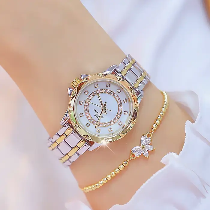 Diamant femmes montre de luxe marque 2025 strass élégant dames montres or Rose horloge