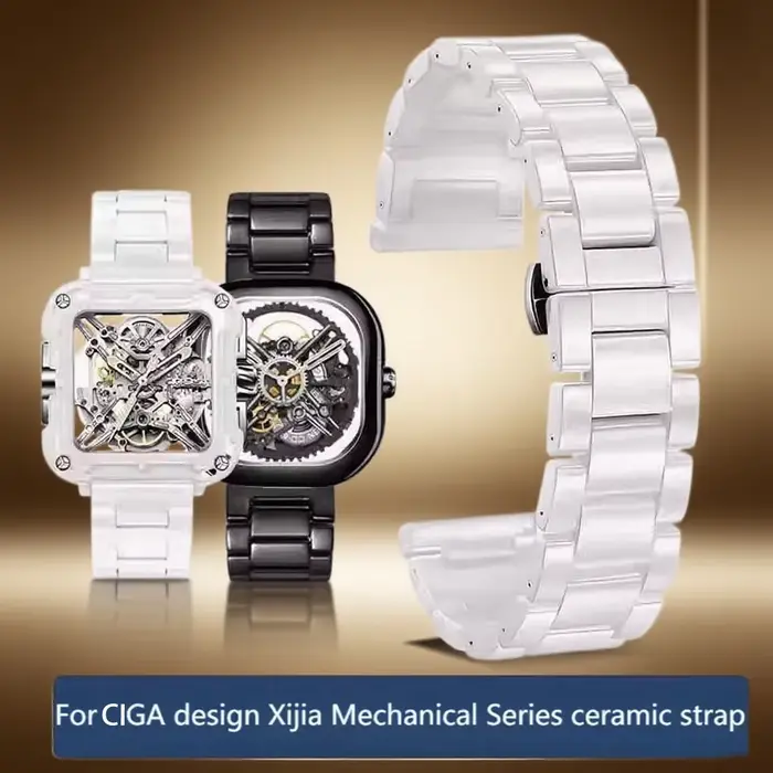 Bracelet de montre en céramique forme de baril pour homme et femme résistant à l'eau adaptable à différentes montres occasions spéciales