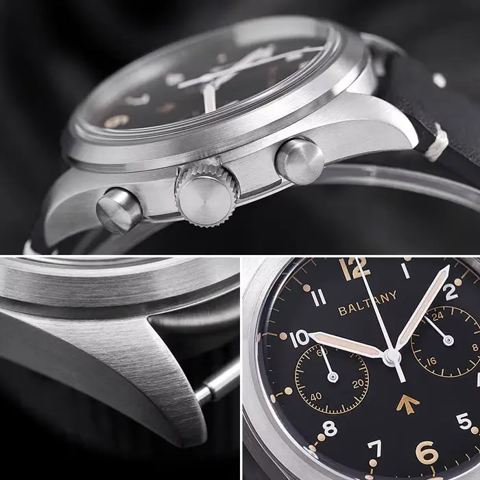 Montre Baltany 39mm S5044 Chronographe Militaire Quartz Résistante à l'Eau Occasions Spéciales Homme