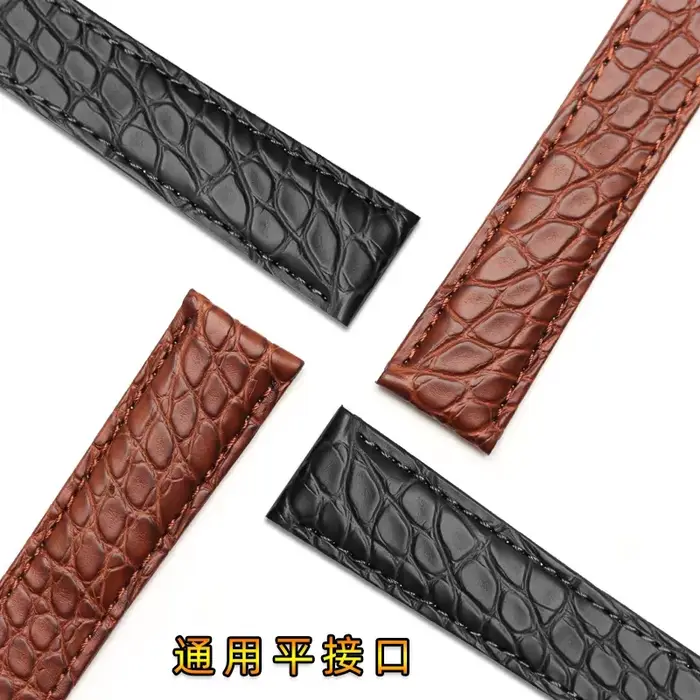 Bracelet en cuir d'alligator pour homme et femme avec fermoir en acier pour montres de luxe occasions spéciales