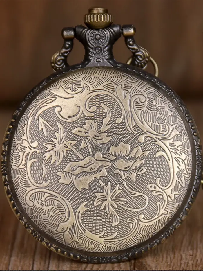 Montre de poche à quartz avec pendentif cheval en bronze