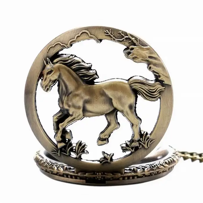 Montre de poche Vintage cheval Animal creux