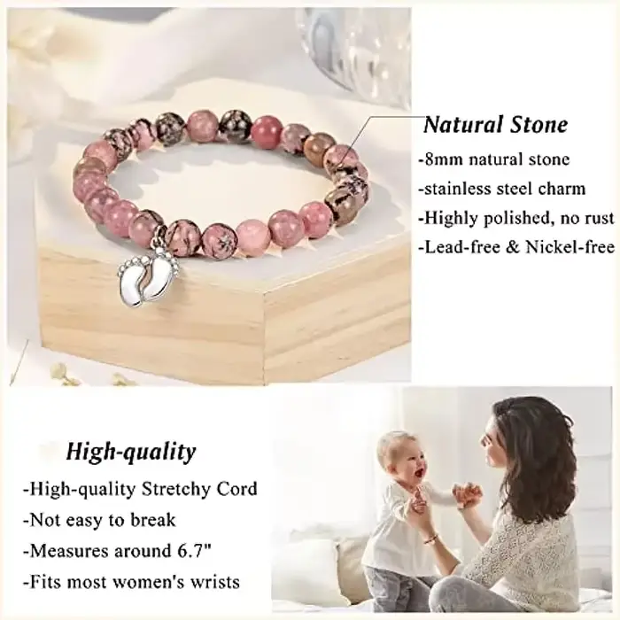 Bracelet perlé en pierre naturelle pour femme enceinte